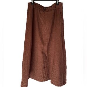 Saint Tropez West 100% Linen Brown Maxi Skirt Size 10 Lined Cowgirl Country Boho